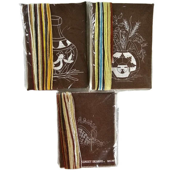 Jiffy Stitchery Needlepoint Embroidery Kit Lot of 3 Vintage Vase and Shell NWT - Picture 2 of 11